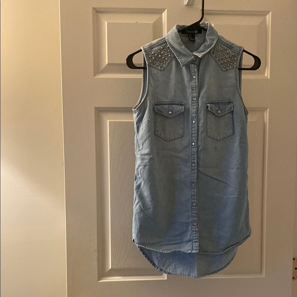 Forever 21 Light Blue Denim Top